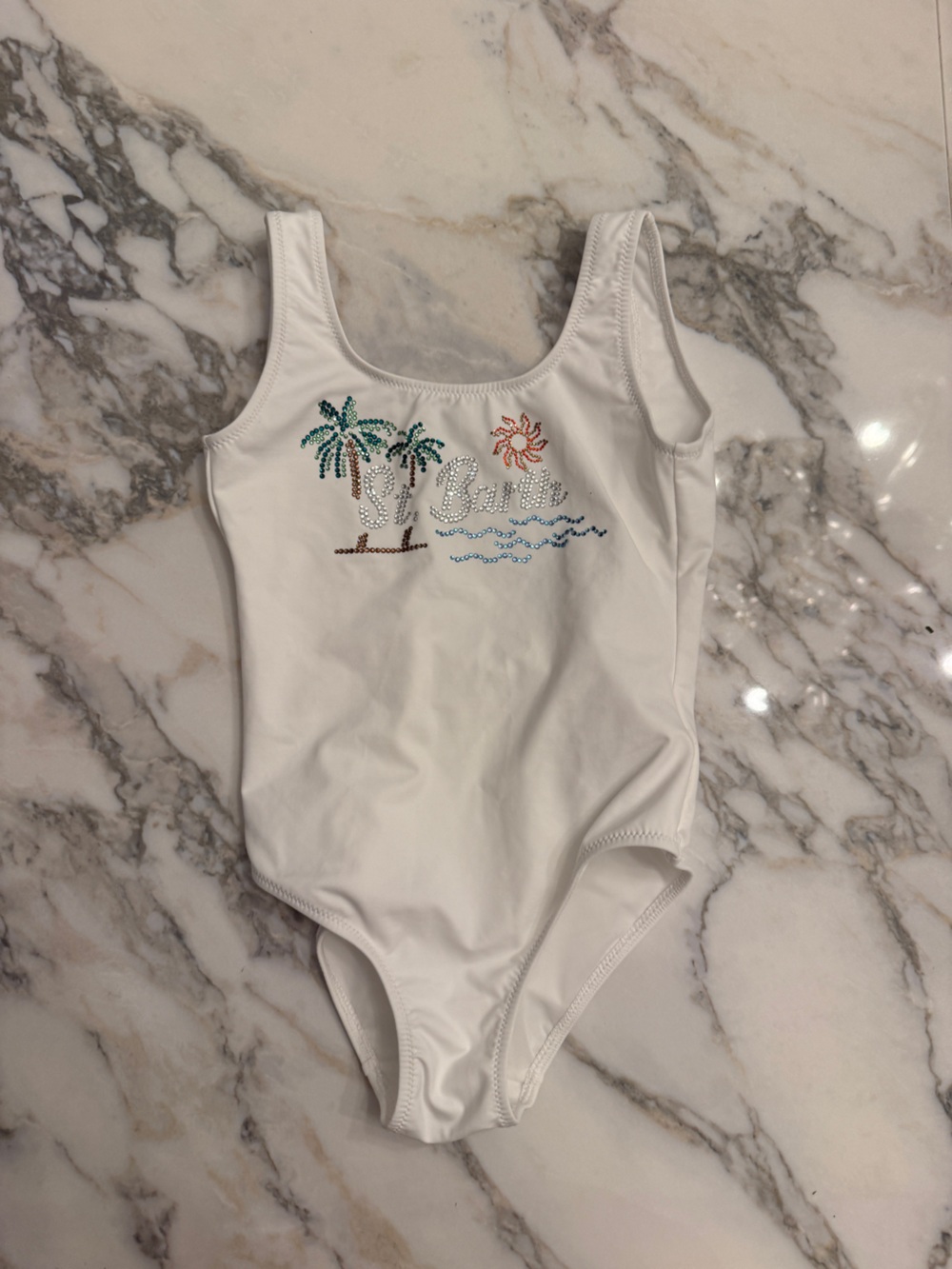 MC2 Saint Barth White Swimwear Top with Logo Patch